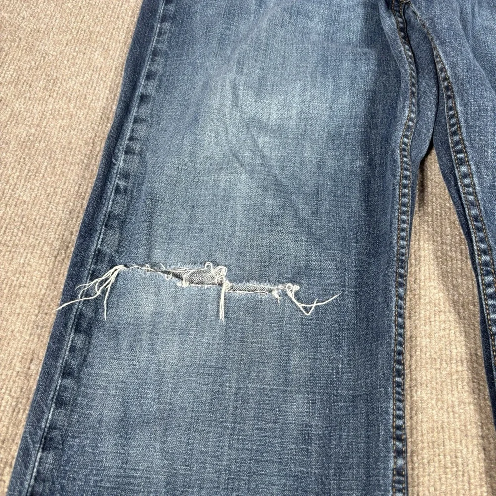 Levis 569 Jeans Mens 36x30 Loose Straight Fit Dark Blue Denim Distressed Baggy